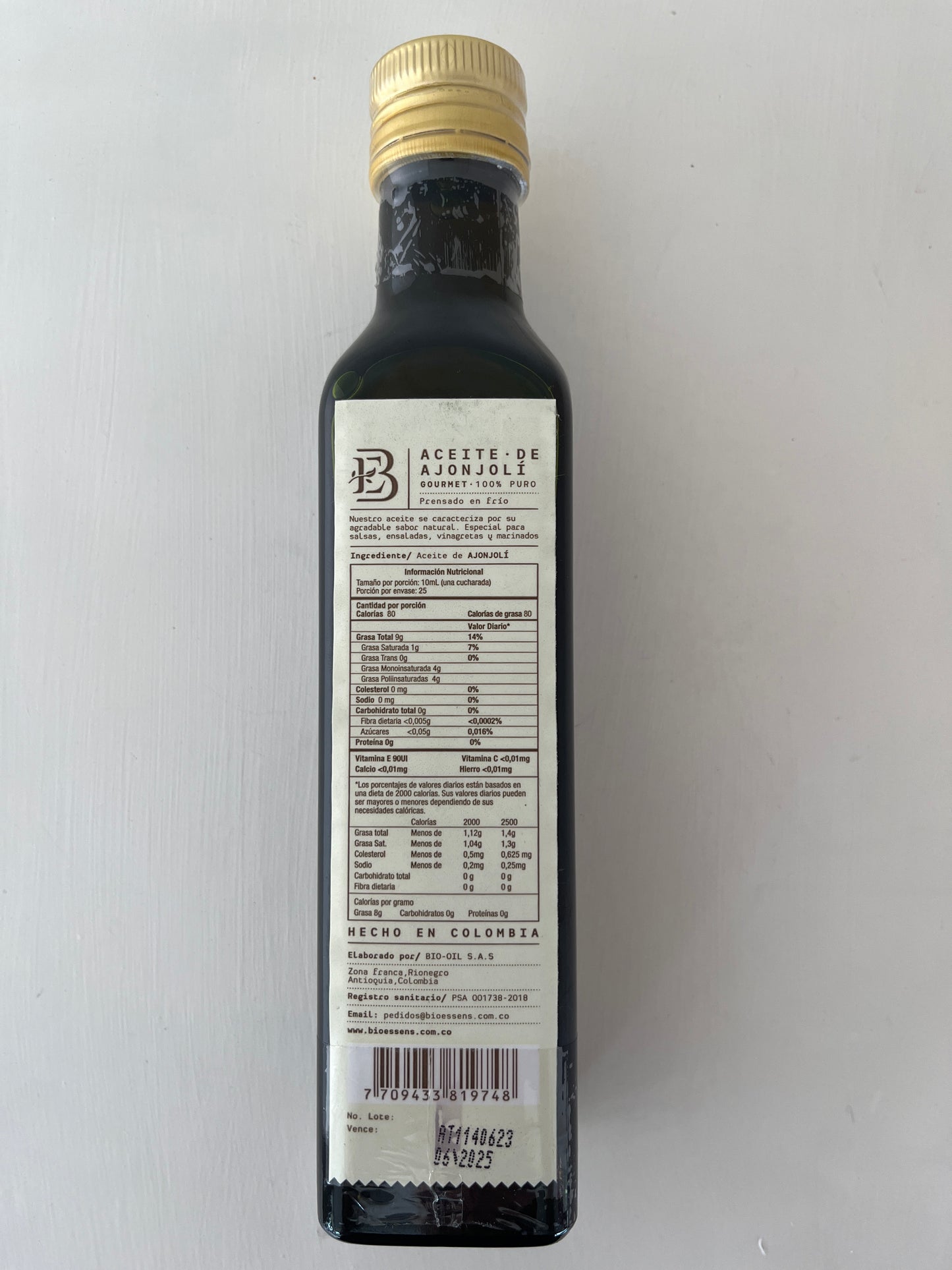 ACEITE DE AJONJOLI TOSTADO BIOESSENS