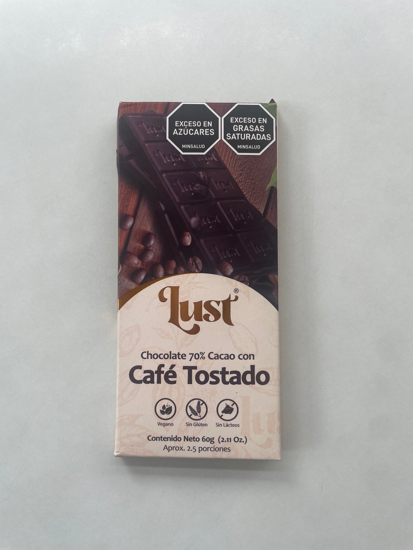 Lust chocolate 70% cacao con café tostado