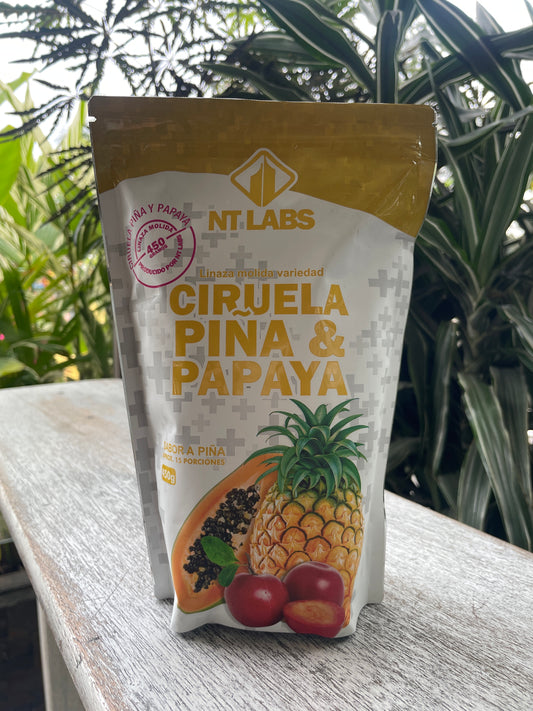 NT Labs linaza molida variedad Ciruela, Piña y Papaya