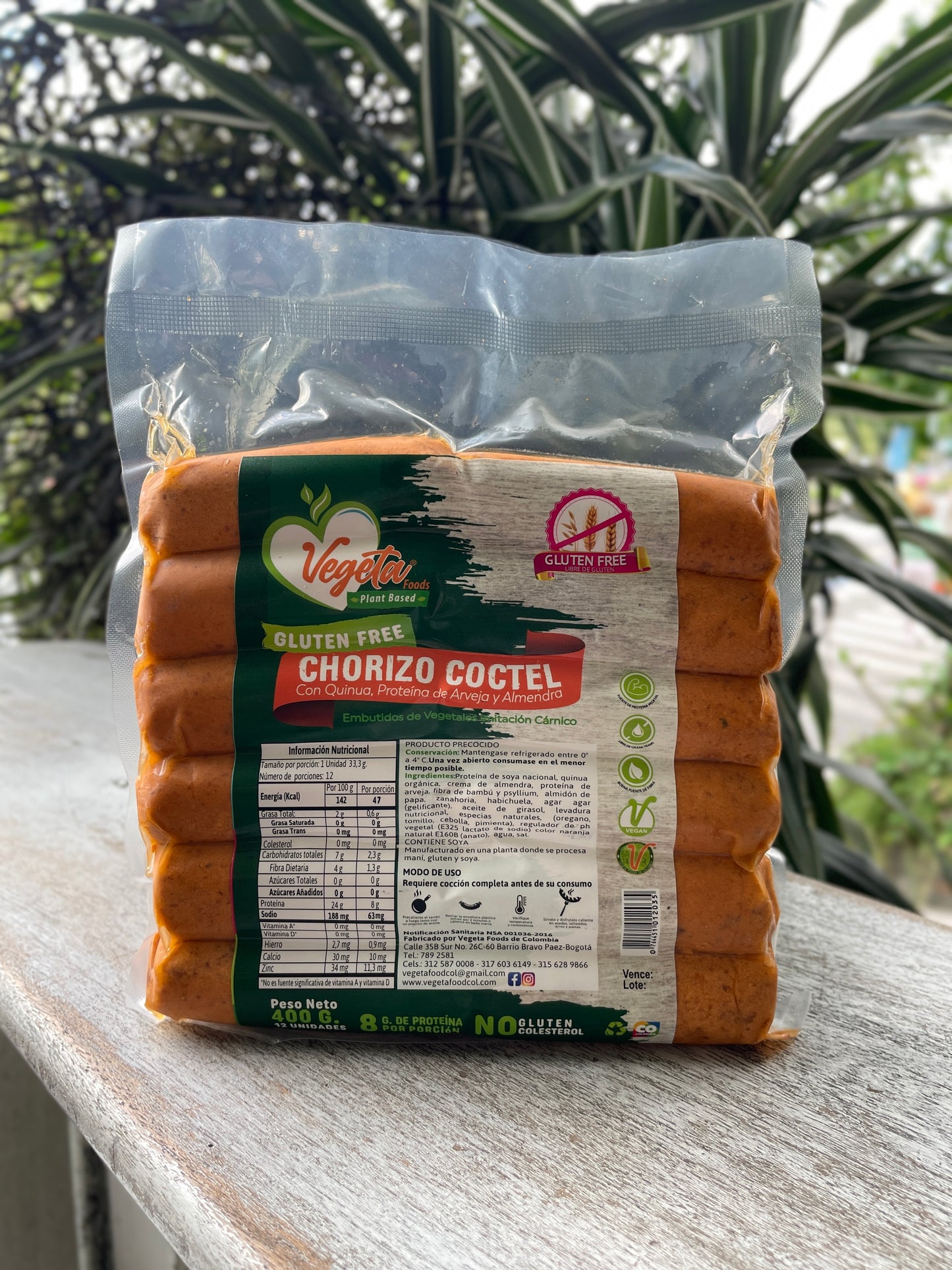 Chorizo sin gluten tipo coctel vegetalia