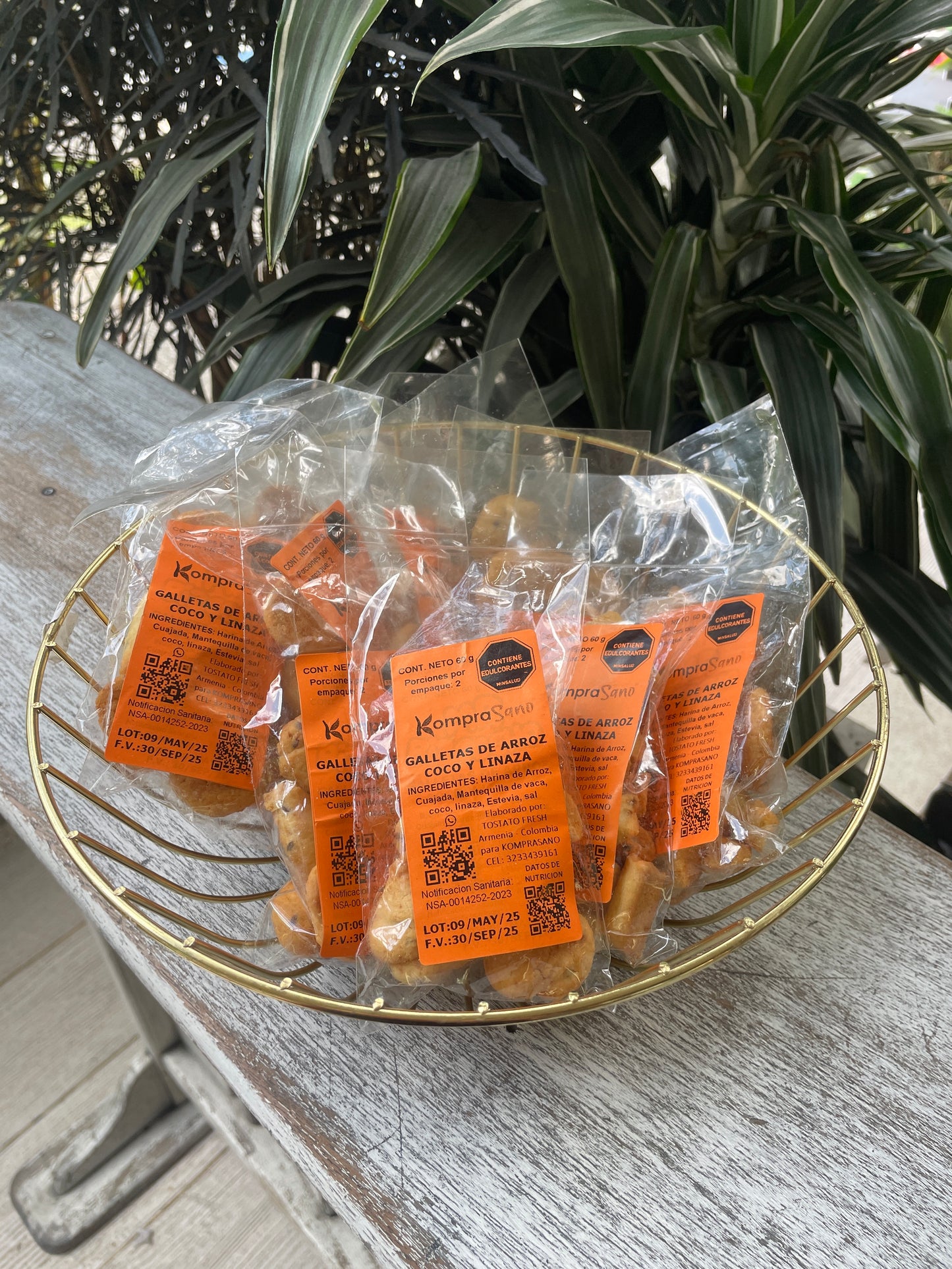 Galletas de arroz, coco y linaza