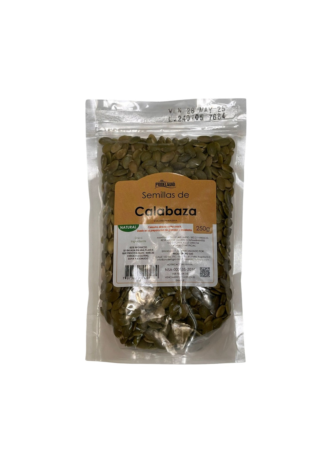 SEMILLAS DE CALABAZA 250 gr PRODELAGRO